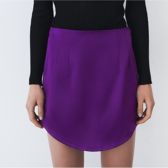 Zara SATIN EFFECT HIGH WAIST SKIRT